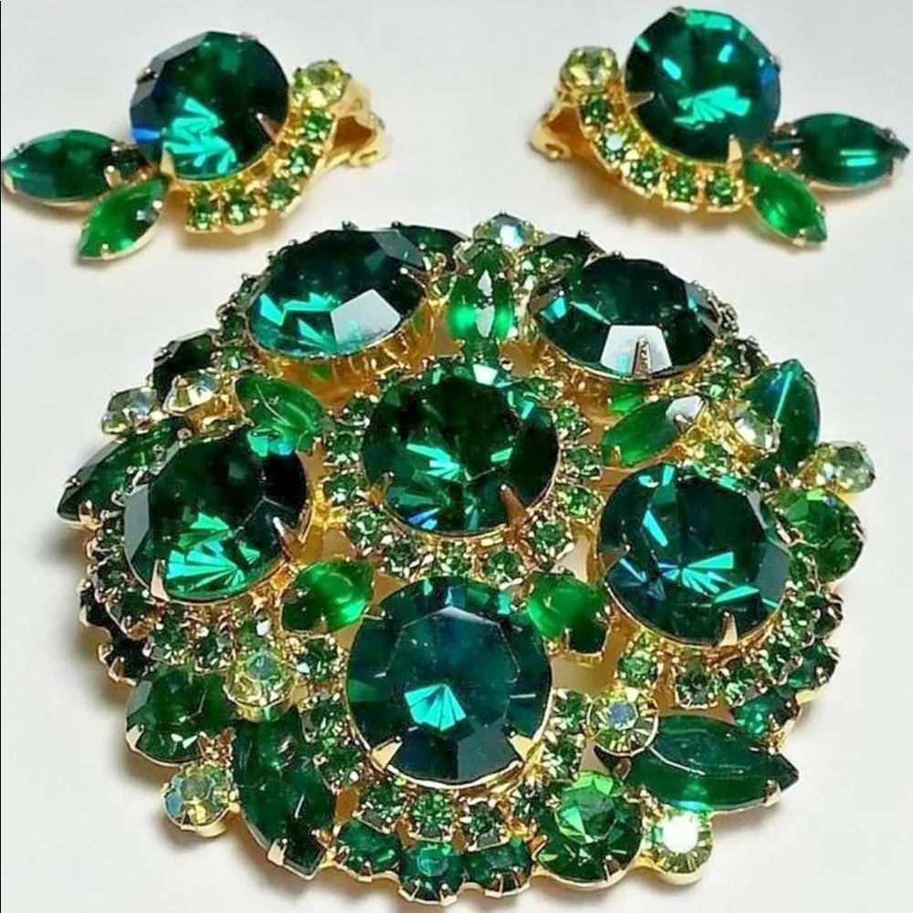 VINTAGE JULIANA D&E DELIZZA &ELSTER BROOCH EARRING